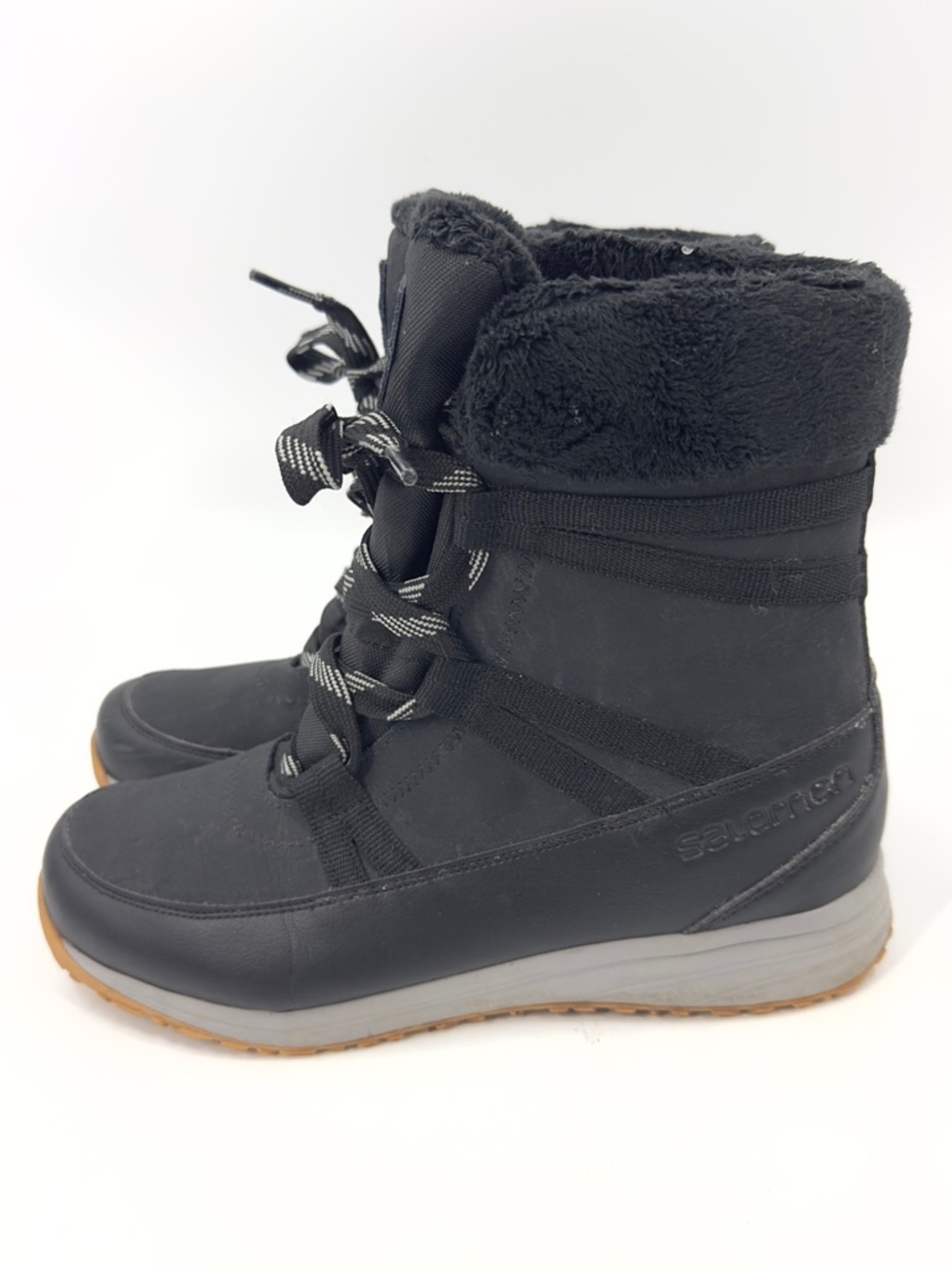 Salomon Heika Waterproof Leather Outdoor Boots Womens Size 10 Thinsulate Black